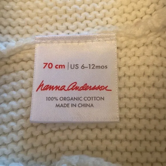 NWOT baby cardigan, Hanna Andersson white sz 6-12 months - Picture 3 of 3